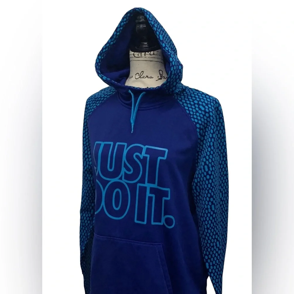 Nike Therma-Fit Women's Blue Aqua Just Do It Pullover Hoodie w/Thumbholes Size L